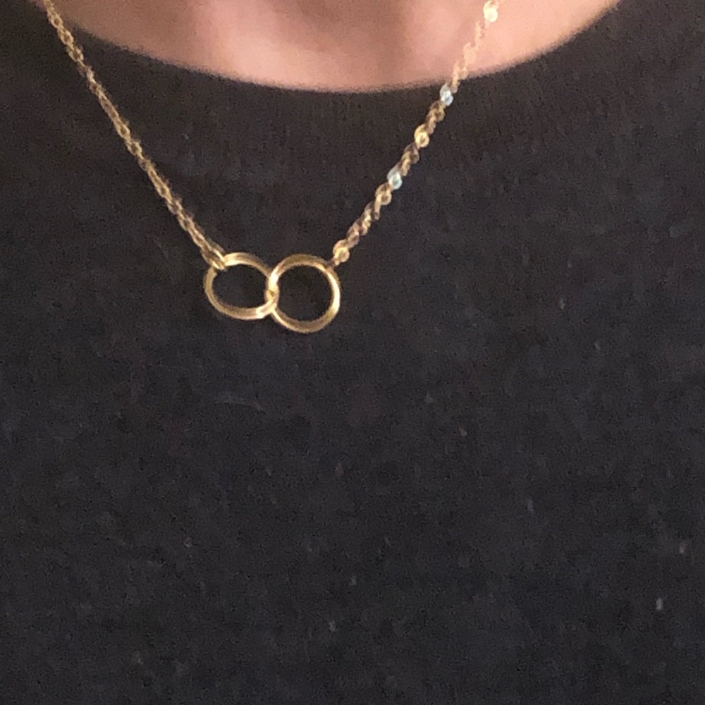 Handmade Brand New 2Hoop Gold Color Chain Necklace - Picture 1 of 3